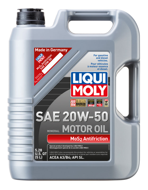 LIQUI MOLY 20W-50 MoS2 Anti-Friction Motor Oil 5L - Part Number 22072