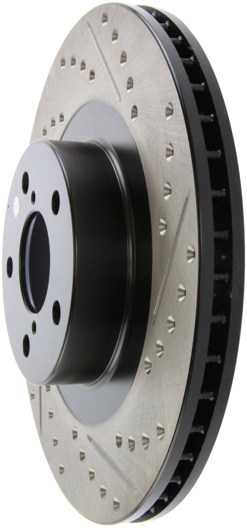StopTech [02-07 WRX] Slotted and Drilled Left Front Rotor - Black E-Coated
