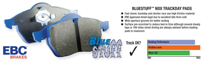 EBC Bluestuff NDX Front Brake Pads for 2015 - 2016 Ford Mustang 2.3L Turbo GT Package | ebcDP53040NDX - JDMuscleSPK191836
