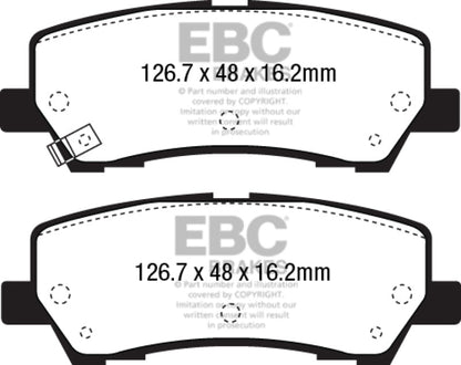 EBC Yellowstuff Rear Brake Pads for 2015 - 2016 Ford Mustang - High - Performance Street and Track Use | ebcDP43043R - JDMuscleSPK37290