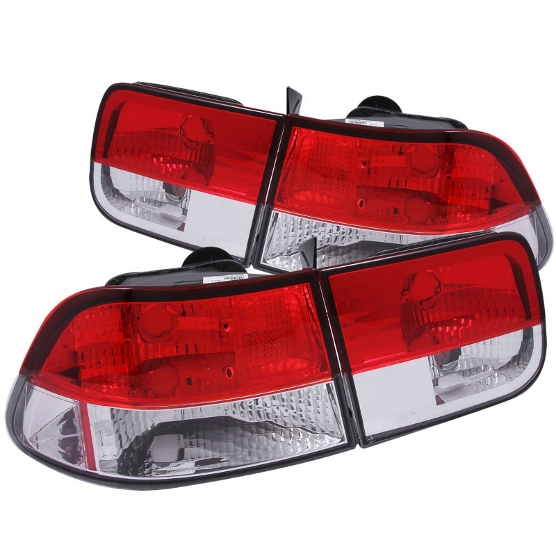 ANZO [98-00 Civic] Tail Light Assembly - Red/Clear Lens, Pair