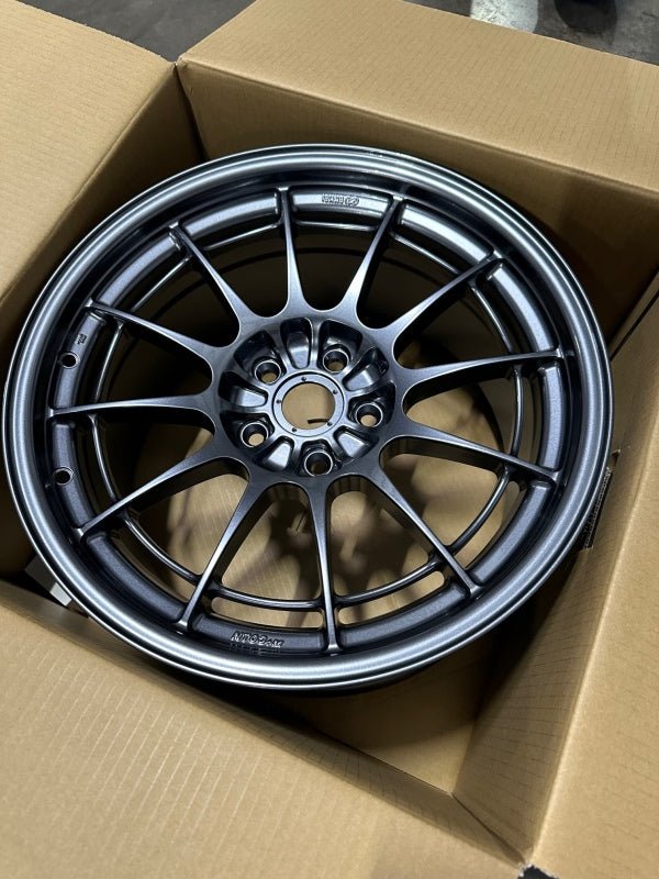 Enkei NT03+M 18x9.5 5x114.3 27mm Offset 72.6mm Bore Gunmetal Wheel - JDMuscleSPK546799