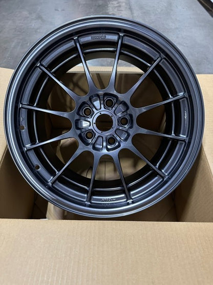 Enkei NT03+M 18x9.5 5x114.3 27mm Offset 72.6mm Bore Gunmetal Wheel - JDMuscleSPK546799