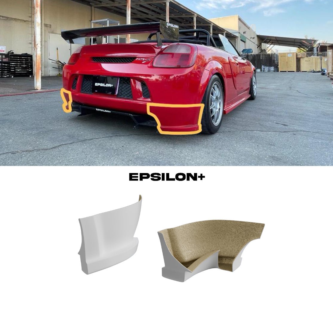 Epsilon+ [00-05 MR2 Spyder ZZW30] Rear Bumper Spats - JDMuscleRear Spatssku-41550174519340Fiberglass
