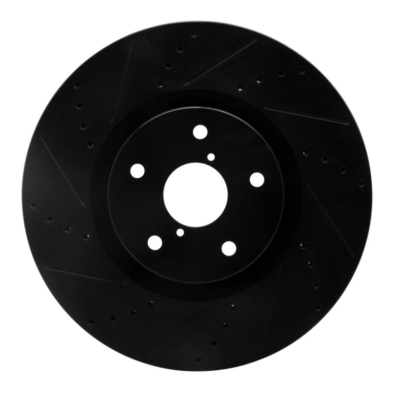 R1 Concepts [10-14 Impreza] [15 WRX STI] Front Left Drilled and Slotted Brake Rotor - Black