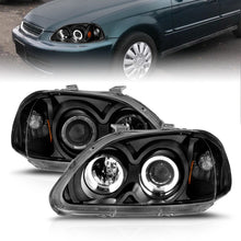 ANZO [97-98 Civic] Projector Headlight Set with Halo - Clear Lens, Black Housing - ANZ121068
