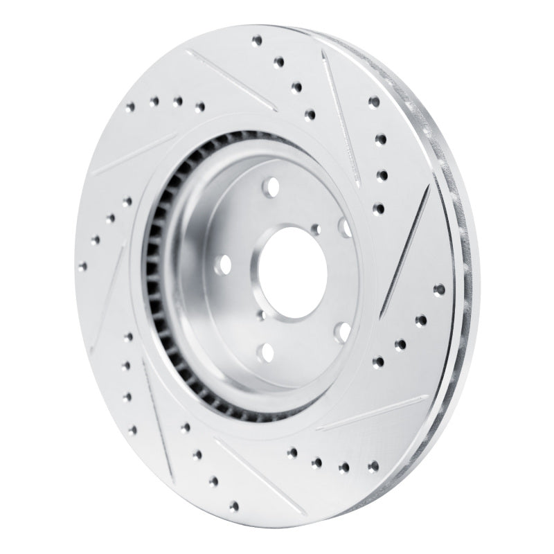 R1 Concepts [20-20 Legacy] [20-20 Outback] Front Left Drilled and Slotted Brake Rotor - Silver