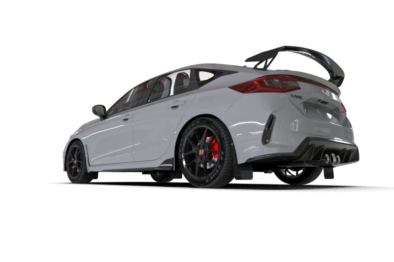 Rally Armor [23-25 Civic Type R] UR Mud Flaps - Black with White Logo, Part Number ralMF97-UR-BLK-WH