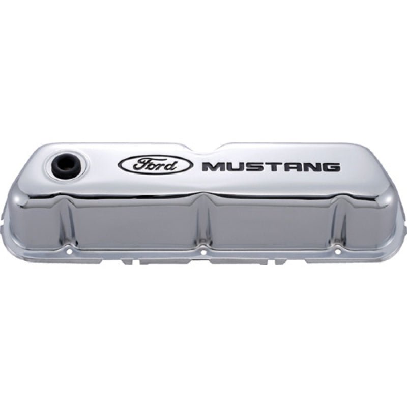 Ford Racing Ford Mustang Logo Stamped Steel Chrome Valve Covers - JDMuscleShop the look 2frp302-100