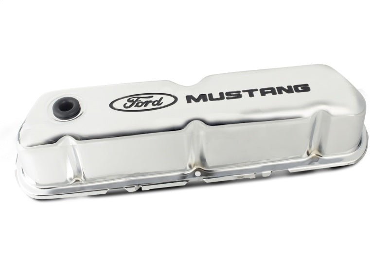Ford Racing Ford Mustang Logo Stamped Steel Chrome Valve Covers - JDMuscleShop the look 2frp302-100