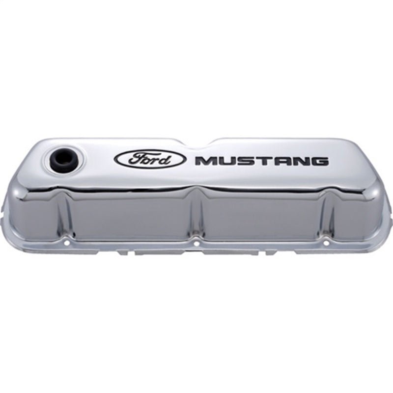 Ford Racing Ford Mustang Logo Stamped Steel Chrome Valve Covers - JDMuscleShop the look 2frp302-100