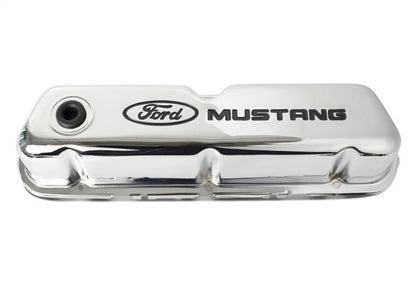 Ford Racing Ford Mustang Logo Stamped Steel Chrome Valve Covers - JDMuscleShop the look 2frp302-100