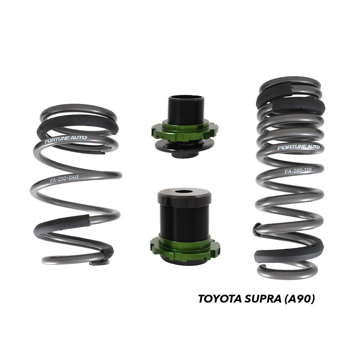 Fortune Auto Toyota Supra (A90) 2020+ - Variable Height Lowering Springs - JDMuscleToyota Supra (A90) 2020+4K Front / 12K Rear