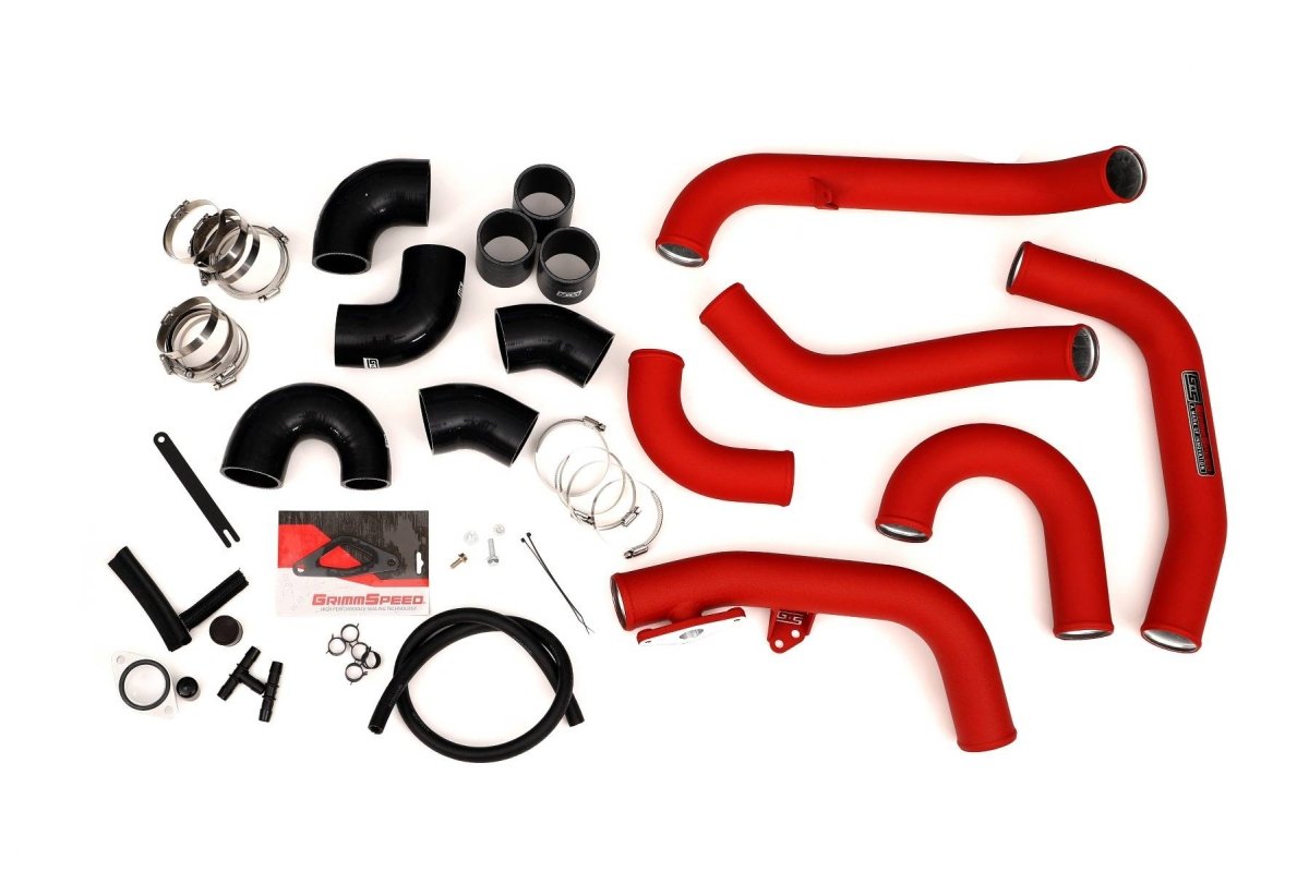 GrimmSpeed 15 - 21 STI Front Mount Intercooler Kit - Silver Core with Red Piping | 090236 - JDMuscleIntercoolersgrm090236