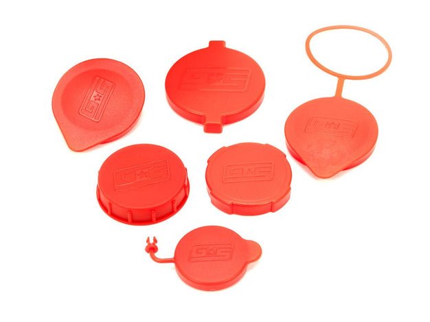 Grimmspeed Red Reservoir Cap Set Most Subaru Models | 120070 - JDMuscleDress Up Capsgrm120070