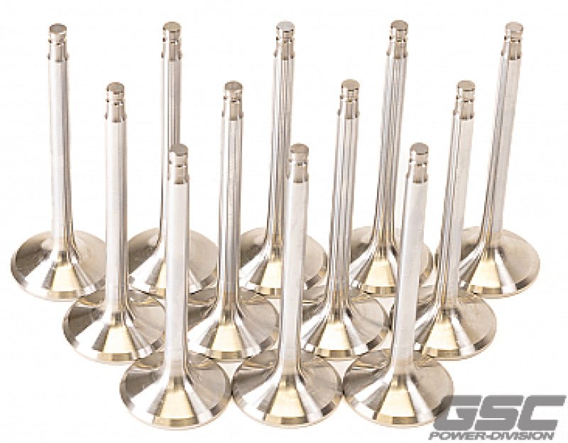 GSC Power Division VR38DETT Exhaust Valve Set - 12 Pieces, 33.15mm Head +1mm Oversized, 91.95mm Length, 6.6mm Stem | gsc2057 - 12 - JDMuscleSPK679644