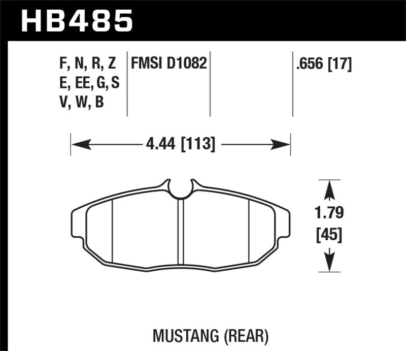 Hawk 05 - 14 Ford Mustang Rear ER - 1 Brake Pad Set - JDMuscleShop the look 2hawkHB485D.656