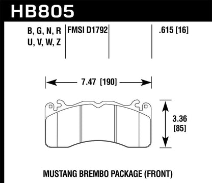 Hawk 15 - 17 Ford Mustang Brembo Package HP Plus Front Brake Pads - JDMuscleShop the look 2hawkHB805N.615