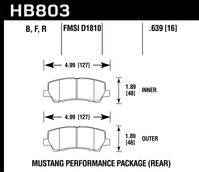 Hawk 15 - 20 Ford Mustang GT 5.0L / 16 - 17 Mustang Brembo Package DTC - 30 Race Rear Brake Pads - JDMuscleShop the look 2hawkHB803W.639