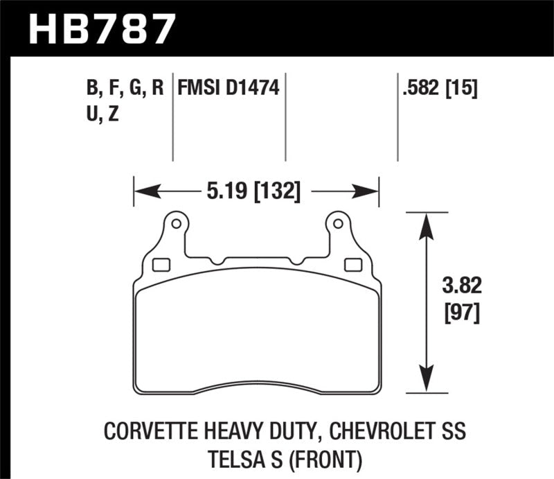 Hawk Performance DTC - 60 High Performance Street Brake Pads for Cadillac XTS, CTS, Tesla S | hawkHB787G.582 - JDMuscleSPK118752