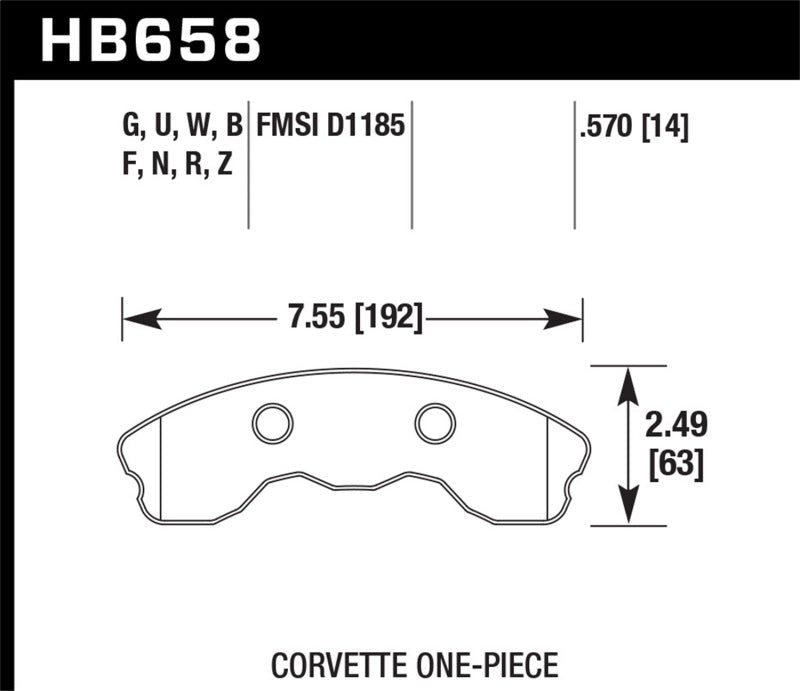 Hawk Performance DTC - 60 High Performance Street Brake Pads for Chevrolet Corvette (2010 - 2013) | hawkHB658G.570 - JDMuscleSPK180301