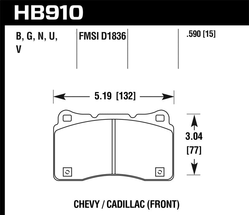 Hawk Performance DTC - 70 Front Brake Pads for 2015 - 2016 Cadillac ATS, CTS and Chevrolet Corvette | hawkHB910U.590 - JDMuscleSPK311813