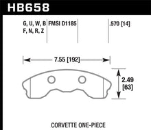 Hawk Performance DTC - 70 High - Performance Street Brake Pads for Chevrolet Corvette (Front, Part Number: hawkHB658U.570) | hawkHB658U.570 - JDMuscleSPK261668