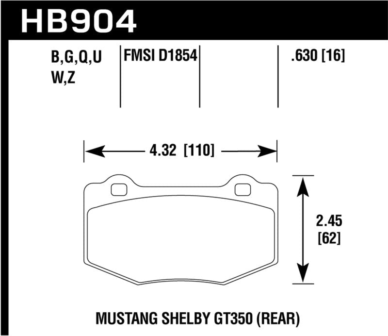 Hawk Performance DTC - 70 Rear Brake Pads for Ford Mustang 2015 - 2019 - High Performance Street Disc Brake Pads | hawkHB904U.630 - JDMuscleSPK213379