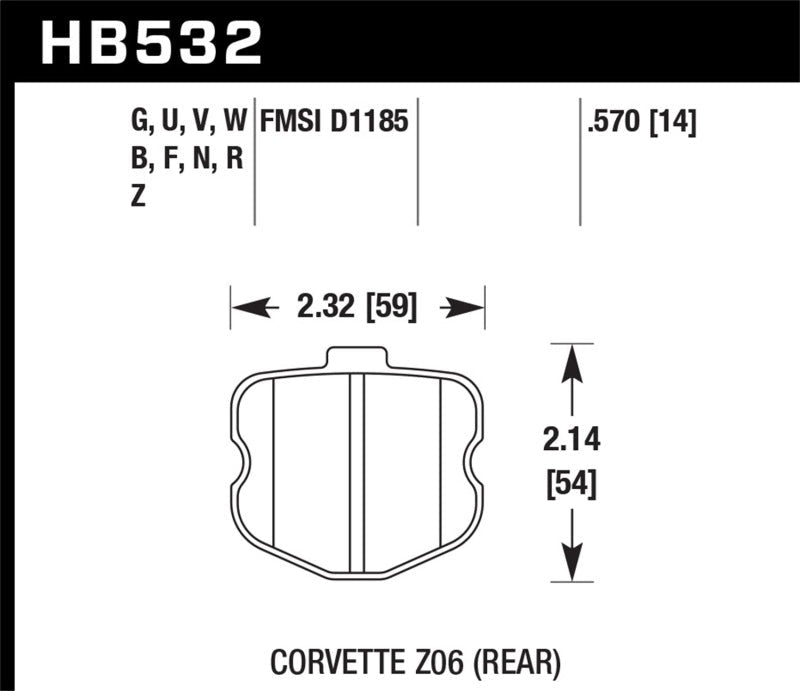 Hawk Performance High - Performance Ceramic Rear Brake Pads for Chevrolet Corvette (2011 - 2013) | hawkHB532Z.570 - JDMuscleSPK17818