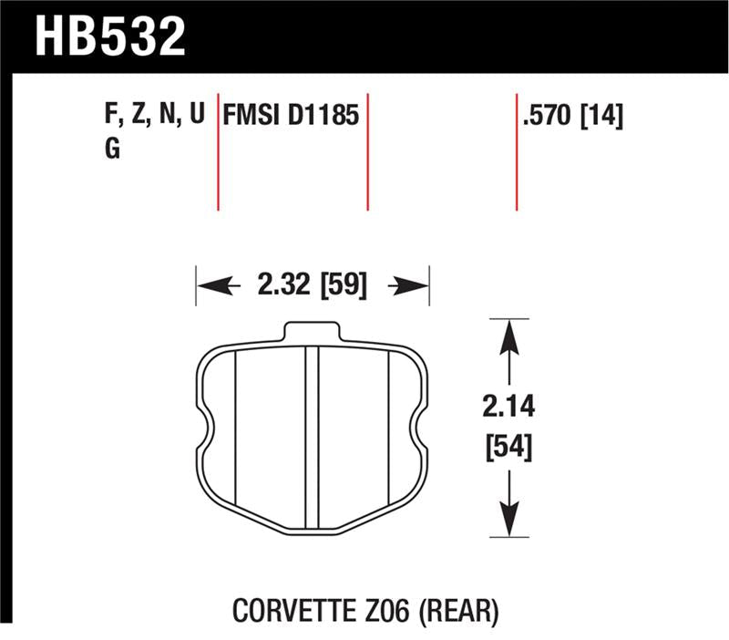 Hawk Performance High - Performance Ceramic Rear Brake Pads for Chevrolet Corvette (2011 - 2013) | hawkHB532Z.570 - JDMuscleSPK17818