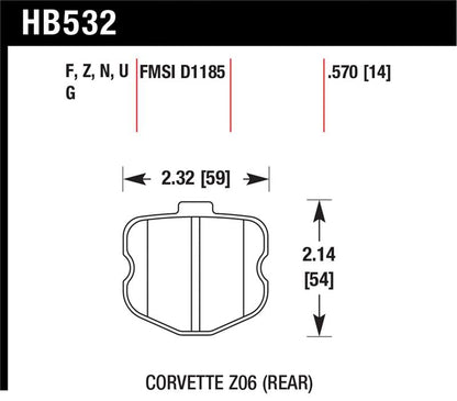 Hawk Performance High - Performance Ceramic Rear Brake Pads for Chevrolet Corvette (2011 - 2013) | hawkHB532Z.570 - JDMuscleSPK17818