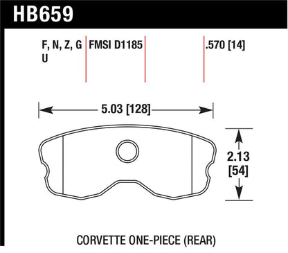 Hawk Performance High Performance Street Brake Pads for Chevrolet Corvette 2011 - 2013 | hawkHB659N.570 - JDMuscleSPK235111