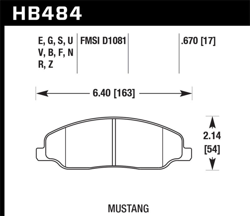 Hawk Performance High Performance Street Brake Pads for Ford Mustang (Part No. HAWK HB484Z.670) | hawkHB484Z.670 - JDMuscleSPK17653