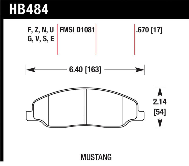 Hawk Performance High Performance Street Brake Pads for Ford Mustang (Part No. HAWK HB484Z.670) | hawkHB484Z.670 - JDMuscleSPK17653