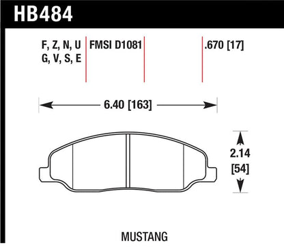 Hawk Performance High Performance Street Brake Pads for Ford Mustang (Part No. HAWK HB484Z.670) | hawkHB484Z.670 - JDMuscleSPK17653