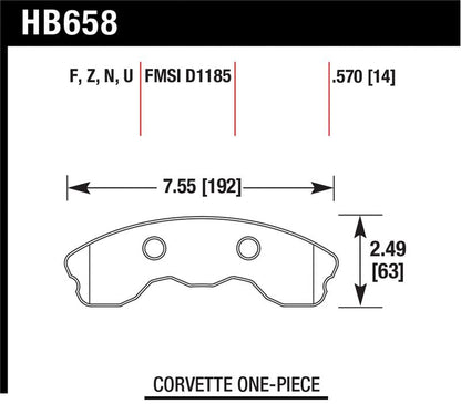 Hawk Performance High Performance Street Ceramic Brake Pads for Chevrolet Corvette 2007 - 2013 | hawkHB658Z.570 - JDMuscleSPK235109