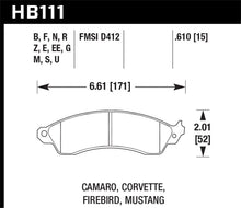 Hawk Performance High Performance Street Ceramic Brake Pads for Chevrolet Corvette, Mustang Cobra, and Camaro – Part Number HawkHB111Z.610 | hawkHB111Z.610 - JDMuscleSPK17821