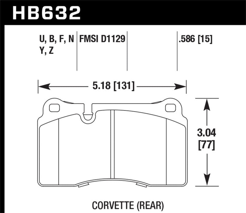Hawk Performance High - Performance Street Disc Brake Pads for Chevrolet Corvette and Volkswagen Touareg – Part Number HAWKHB632Z.586 | hawkHB632Z.586 - JDMuscleSPK18900