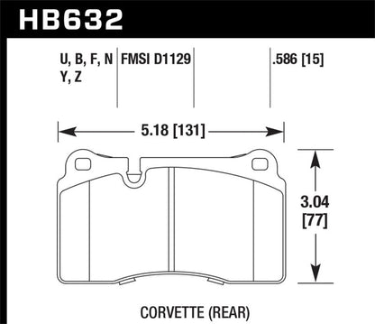 Hawk Performance High - Performance Street Disc Brake Pads for Chevrolet Corvette and Volkswagen Touareg – Part Number HAWKHB632Z.586 | hawkHB632Z.586 - JDMuscleSPK18900