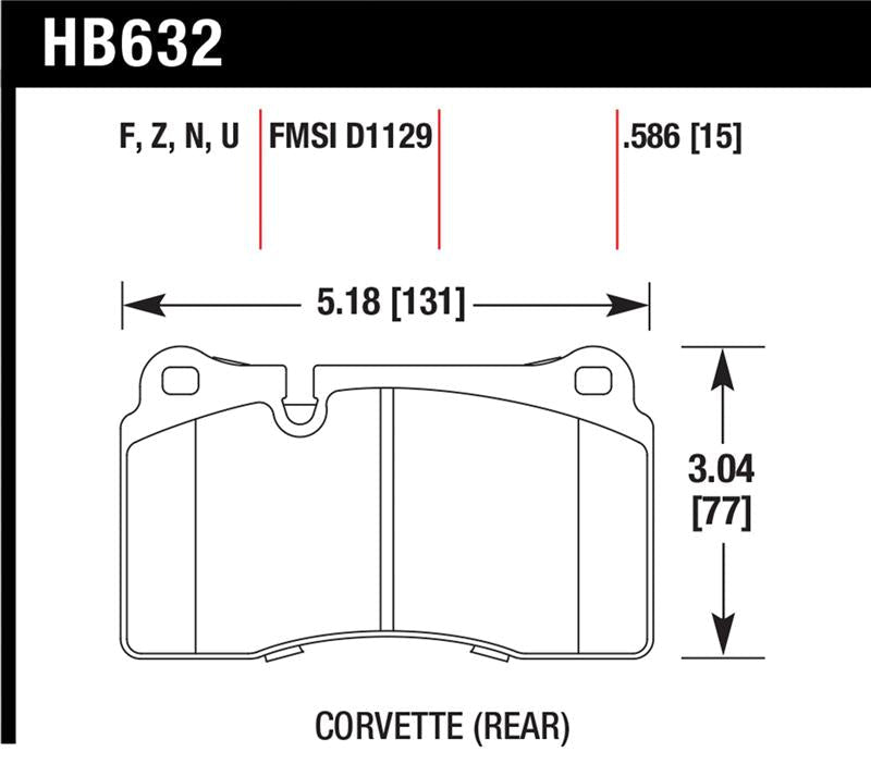 Hawk Performance High - Performance Street Disc Brake Pads for Chevrolet Corvette and Volkswagen Touareg – Part Number HAWKHB632Z.586 | hawkHB632Z.586 - JDMuscleSPK18900