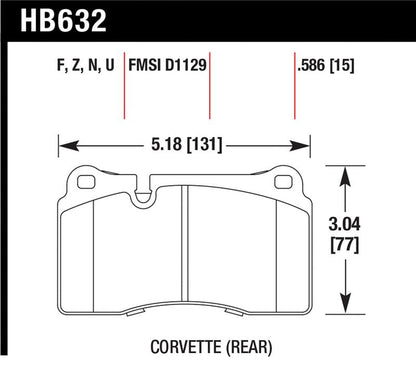 Hawk Performance High - Performance Street Disc Brake Pads for Chevrolet Corvette and Volkswagen Touareg – Part Number HAWKHB632Z.586 | hawkHB632Z.586 - JDMuscleSPK18900