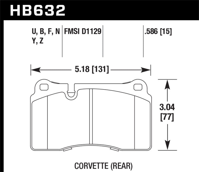 Hawk Performance High - Performance Street Disc Brake Pads for Chevrolet Corvette and Volkswagen Touareg – Part Number HAWKHB632Z.586 | hawkHB632Z.586 - JDMuscleSPK18900