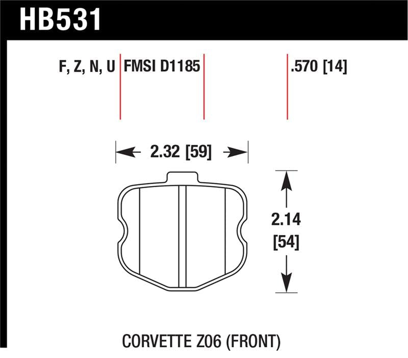 Hawk Performance HPS 5.0 Front Brake Pads for Chevrolet Corvette (2010 - 2013) - High Friction Street Disc Brake Pads | hawkHB531B.570 - JDMuscleSPK4326750
