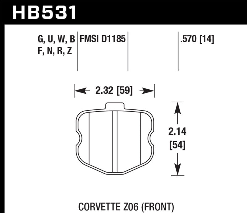 Hawk Performance HPS 5.0 Front Brake Pads for Chevrolet Corvette (2010 - 2013) - High Friction Street Disc Brake Pads | hawkHB531B.570 - JDMuscleSPK4326750