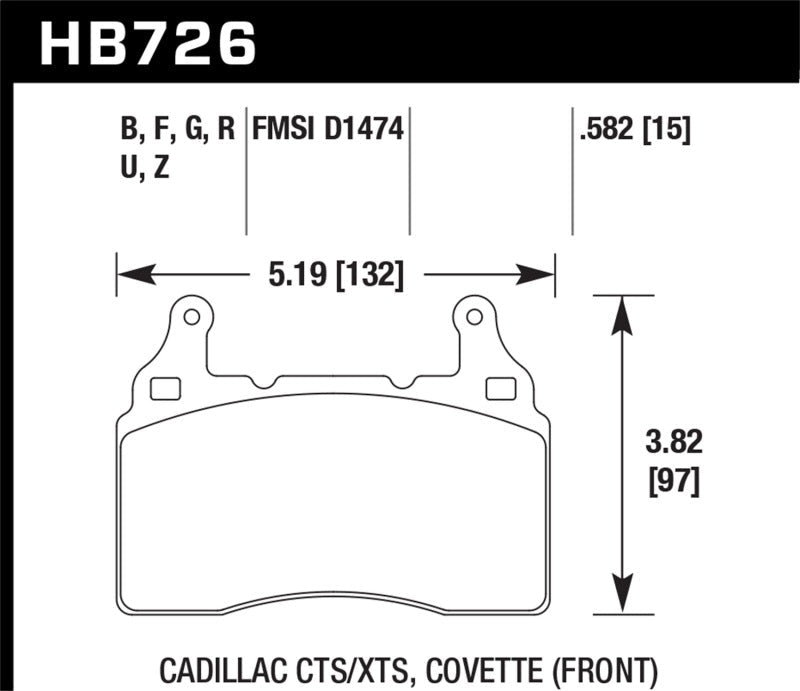 Hawk Performance HPS 5.0 Front Brake Pads for Chevrolet Corvette and Tesla Model S | hawkHB726B.582 - JDMuscleSPK4358703