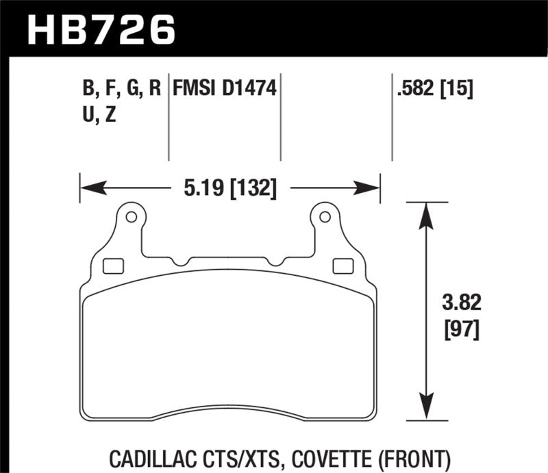 Hawk Performance HPS 5.0 Front Brake Pads for Chevrolet Corvette and Tesla Model S | hawkHB726B.582 - JDMuscleSPK4358703