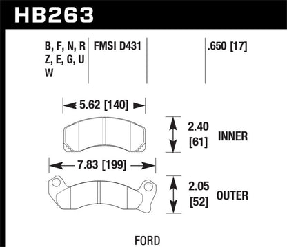 Hawk Performance HPS 5.0 Front Brake Pads for Ford Mustang and Mercury Cougar | hawkHB263B.650 - JDMuscleSPK4326784