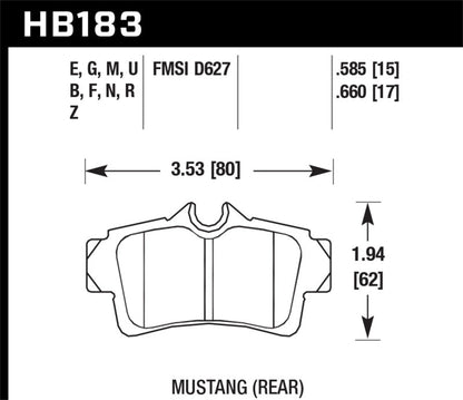 Hawk Performance HPS 5.0 Rear Brake Pads for Ford Mustang (2000 - 2004) | hawkHB183B.585 - JDMuscleSPK4326770