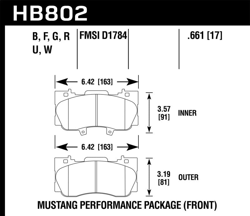 Hawk Performance HPS Front Brake Pads for 2015 - 2016 Ford Mustang | hawkHB802F.661 - JDMuscleSPK93255