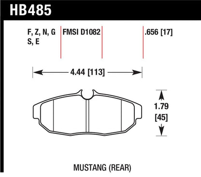 Hawk Performance Part Number HAWKHB485Z.656 High Performance Ceramic Rear Brake Pads for Ford Mustang (2007 - 2013) | hawkHB485Z.656 - JDMuscleSPK5147